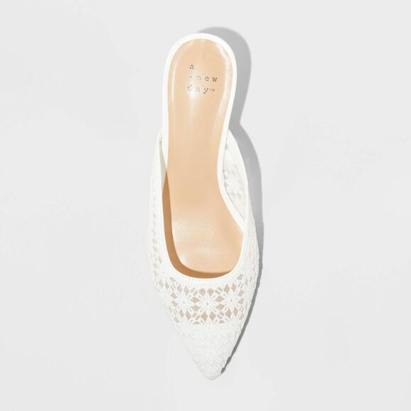 Open Box - A New Day - Women's Delilah Floral Embroidered Mule Off-White - Picture 3 of 4